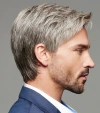 New men's cross-border express delivery wig, European and American brown and gray diagonal split, direct sales from the manufacturer Specification image